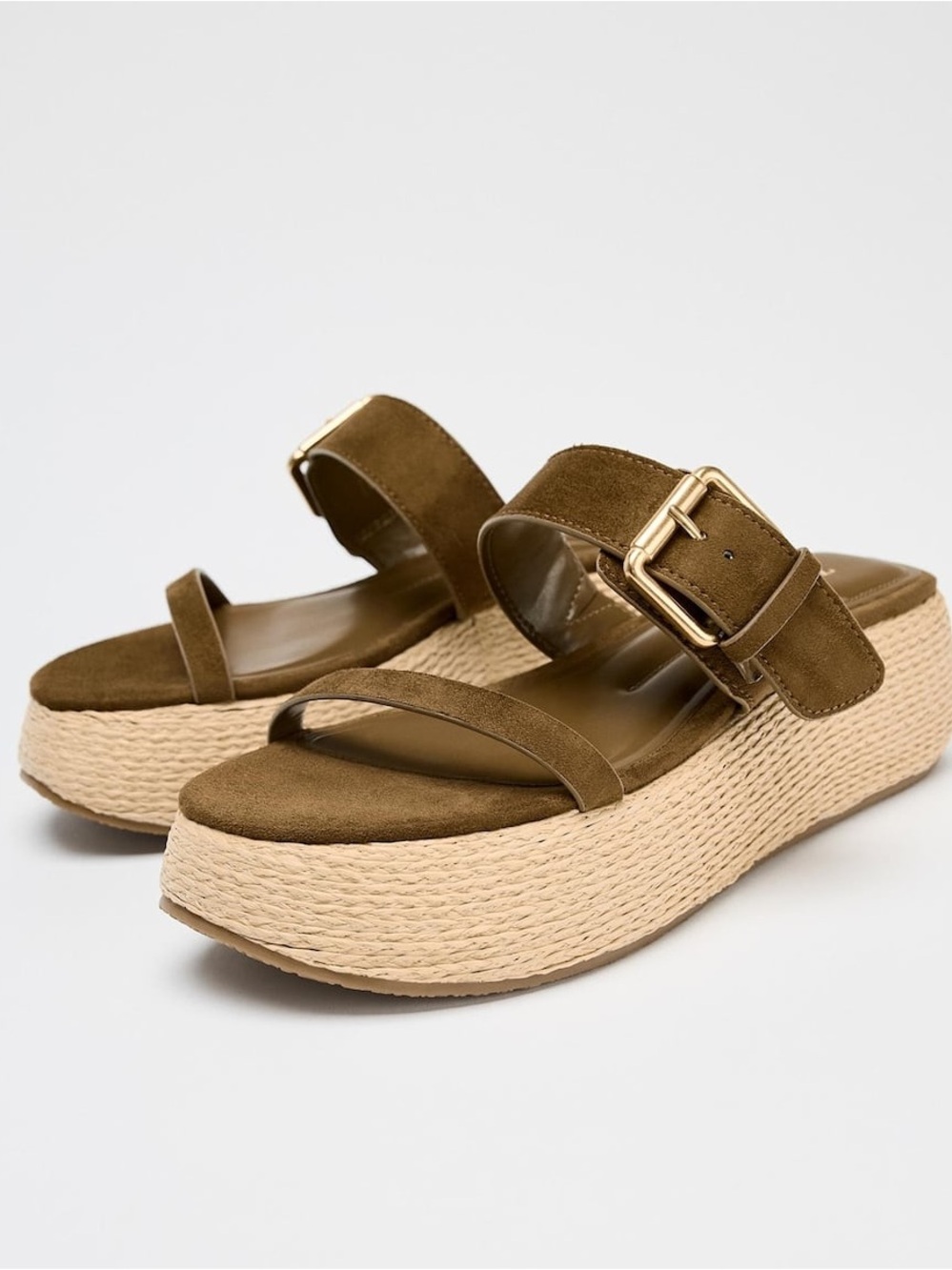 ✨ Zara Strappy Raffia-Effect Platform Sandals Size 8 NWT
